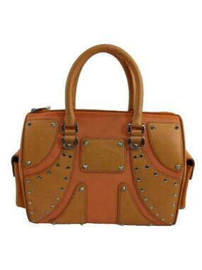 Besso Designer Leather Handbag Orange Purse Silver Stud ID Tag Style No. 2494
